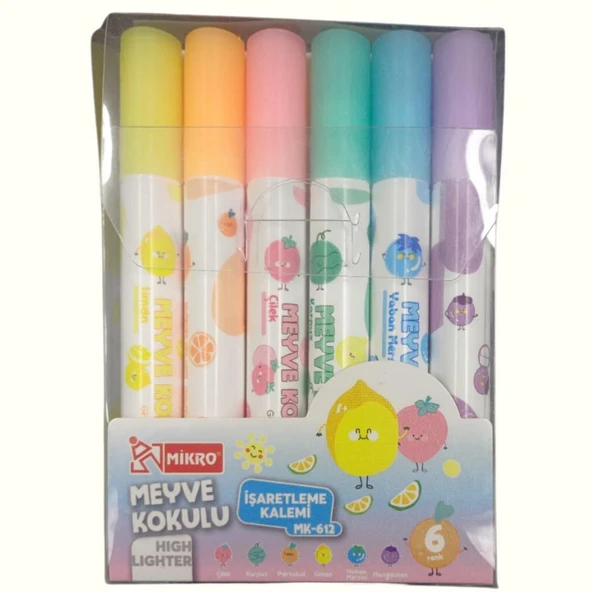 MIKRO MK-612-12 MEYVE KOKULU FOSFORLU KALEM 6 LI ürün görseli 1