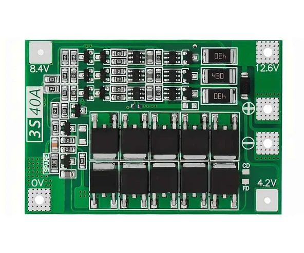 3S 40A Bms Balans Lityum Batarya Koruma Kartı 3 Seri Hücreli Pil Li-ion 18650 12.6V Makap Elektrikli Tornavida ürün görseli 1