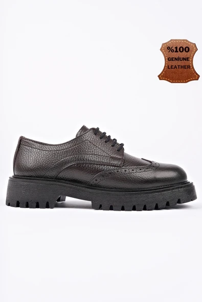 Muggo AMOUR  Bağcıklı Hakiki Deri Kalın Taban Günlük Casual Makosen Kadın Loafer Ayakkabı ürün görseli 1