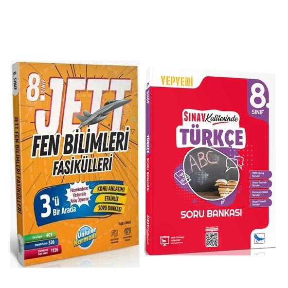 Ünlüler Karması 8. Sınıf Fen Bilimleri JETT Soru Fasikülleri ve Sınav Yayınları Türkçe Soru Bankası Seti 2 Kitap ürün görseli 1
