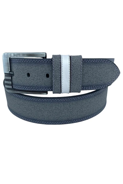 4.5 Cm. Spor Suni Deri Dikişli Erkek Kemer Gri ürün görseli 1