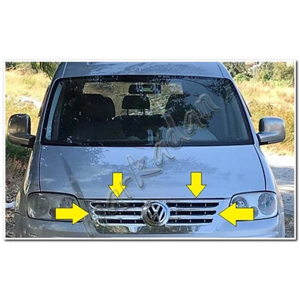 VW Caddy Krom Ön Panjur Formlu 2004-2010 Paslanmaz Çelik - Resim 3