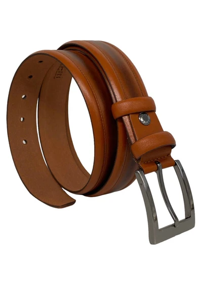 Taba Hakiki Deri Ortası Dikişli 3.5 Cm.lik Klasik Erkek Kemer - 208-62-22ks ürün görseli 1