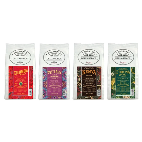 Caffe Corsini %100 Arabica Çekirdek Kahve 4x250GR Tadım Paketi ürün görseli 1