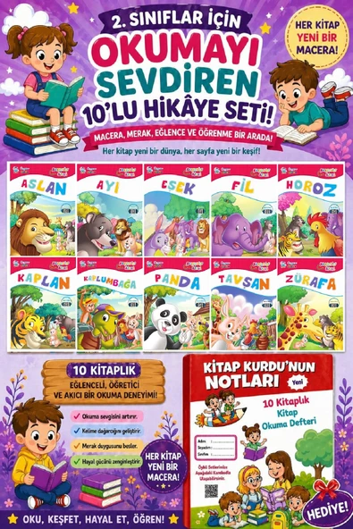 2.Sınıflar İçin Okumayı Sevdiren 10 lu Hikaye Seti 9 (Kitap Okuma Defteri Hediyeli) ürün görseli 1