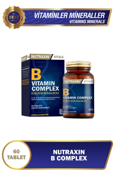 B Complex Vitamin 60 Kapsül B1, B2, B3, B5, B6, B12, Biotin ürün görseli 1