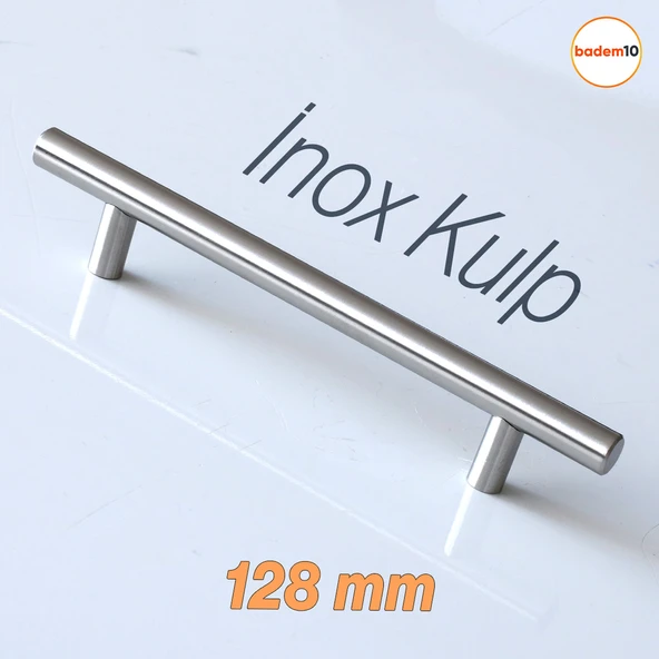 Pürüzsüz İnox Metal Kulp (128 mm - 12.8 cm) Mobilya Mutfak Çekmece Dolap Dolabı Kulbu Kulpu Kulpları ürün görseli 1