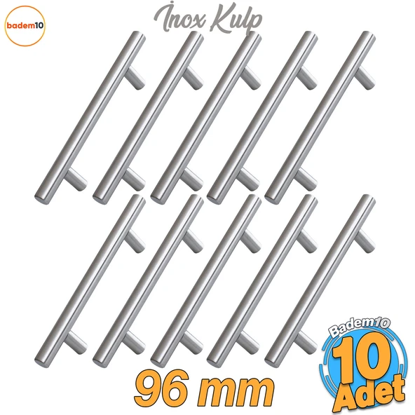 Pürüzsüz İnox Metal Kulp 10 Adet 96 mm Mobilya Mutfak Çekmece Dolap Dolabı Kulbu Kulpu Kulpları ürün görseli 1