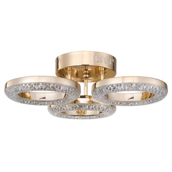 Apliqa Oylum 3'lü Gold 24 Watt Kristalli Koridor Salon Led Plafonyer Avize ürün görseli 1