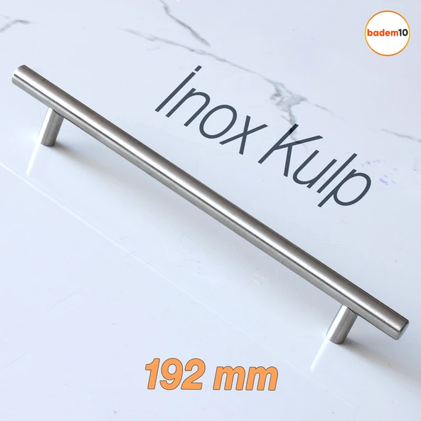 Pürüzsüz İnox Metal Kulp (192 mm - 19.2 cm) Mobilya Mutfak Çekmece Dolap Dolabı Kulbu Kulpu Kulpları ürün görseli 1