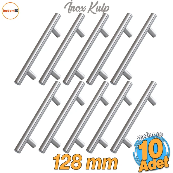 Pürüzsüz İnox Metal Kulp 10 Adet 128 mm Mobilya Mutfak Çekmece Dolap Dolabı Kulbu Kulpu Kulpları ürün görseli 1