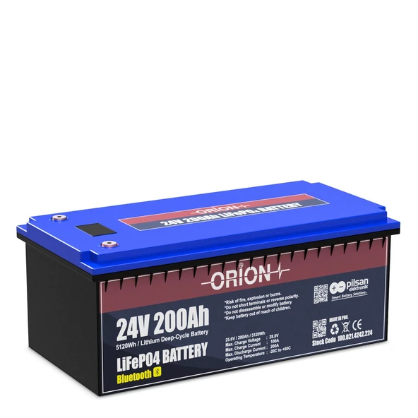 ORION AKÜ LIFEPO4 24200B 24V 200AH BLUETOOTH EKRANLI ürün görseli 1