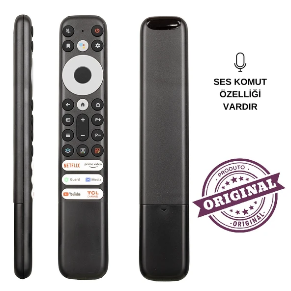 (ORJiNAL SES KOMUTLU) TCL RC902V RMR1 -21BN NETFLIX-PRIME VIDEO-GUARD-MEDIA-YOUTUBE TUŞLU  LCD LED TV KUMANDASI ürün görseli 1