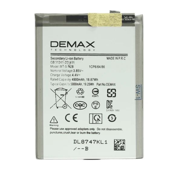 Demax Samsung Galaxy A05 Güçlendirilmiş Batarya WT-S-N28 ürün görseli 1