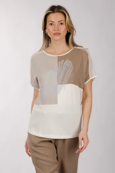 Daido Oversize Minimalist Kadın T-Shirt - Kısa Kol Yuvarlak Yaka ürün görseli 1