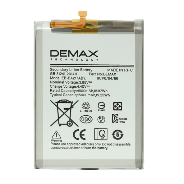 Demax Samsung Galaxy A02 Güçlendirilmiş Batarya EB-BA217ABY ürün görseli 1