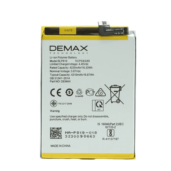 Demax Oppo Reno 5 Güçlendirilmiş Batarya BLP819 ürün görseli 1