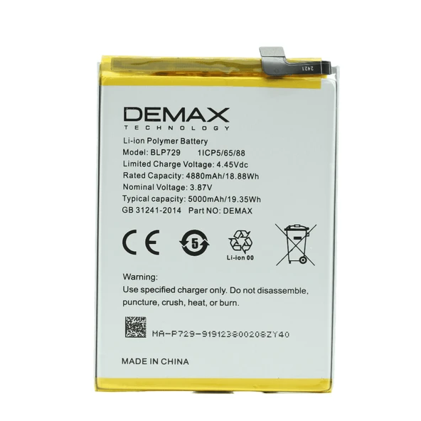 Demax Oppo Realme 5i Güçlendirilmiş Batarya BLP729 ürün görseli 1