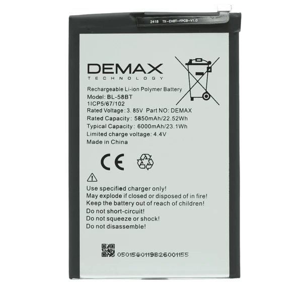 Demax Tecno Pova 4 Güçlendirilmiş Batarya BL-58BT ürün görseli 1