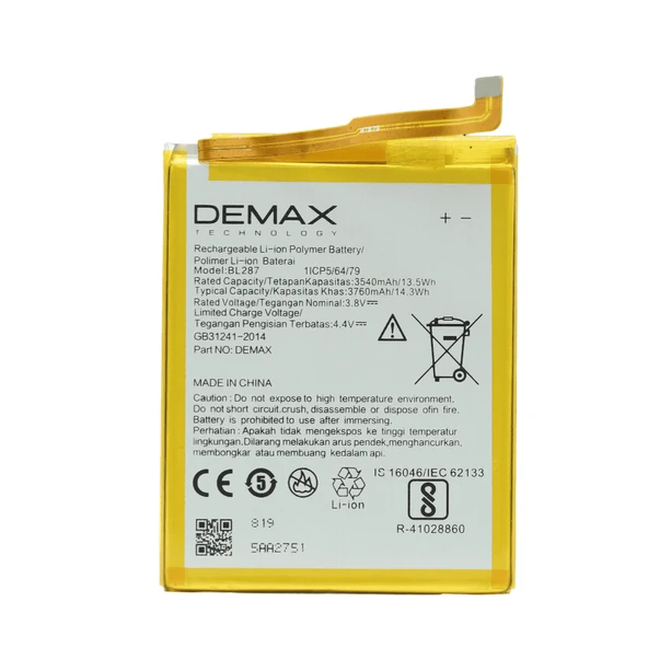 Demax Lenovo K5 Note Güçlendirilmiş Batarya BL287 ürün görseli 1