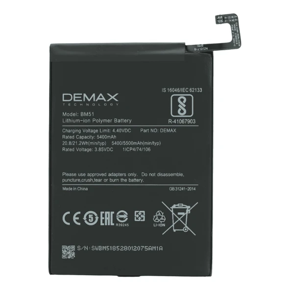 Demax Xiaomi Mi Max 3 Güçlendirilmiş Batarya BM51 ürün görseli 1