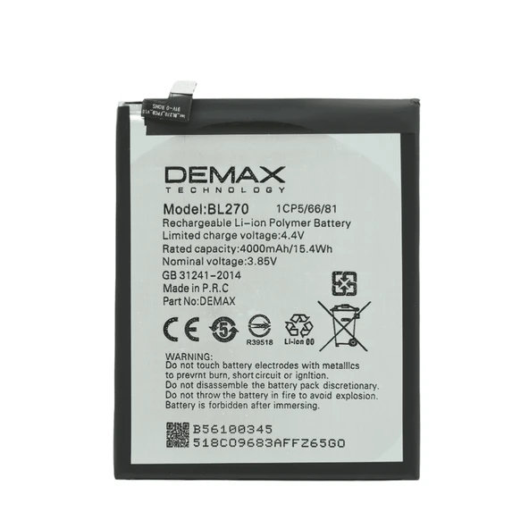 Demax Lenovo K6 Note Güçlendirilmiş Batarya BL270 ürün görseli 1