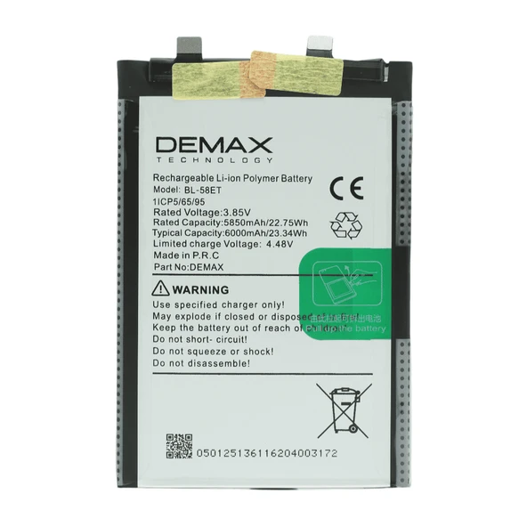 Demax Tecno Pova 5X Güçlendirilmiş Batarya BL-58ET ürün görseli 1