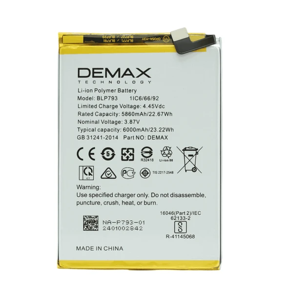 Demax Oppo Realme C12 Güçlendirilmiş Batarya BLP793 ürün görseli 1