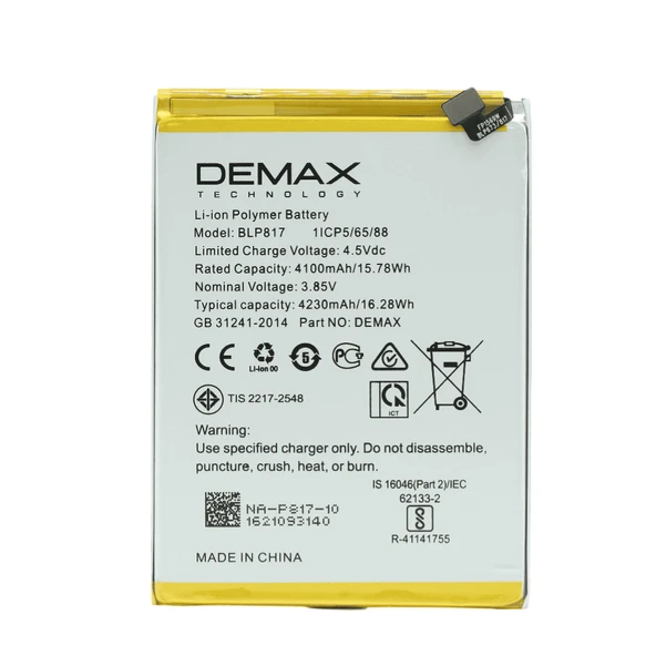 Demax Oppo A15 Güçlendirilmiş Batarya BLP817 ürün görseli 1