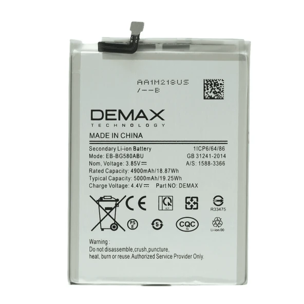Demax Samsung Galaxy M30 Güçlendirilmiş Batarya EB-BG580ABU ürün görseli 1