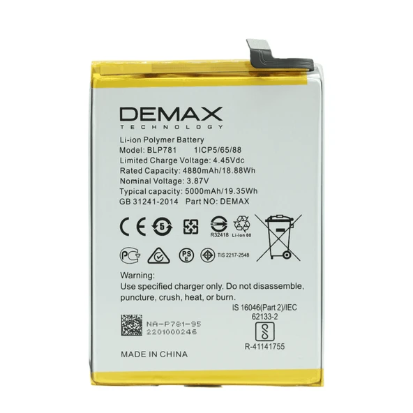 Demax Oppo A52 Güçlendirilmiş Batarya BLP781 ürün görseli 1