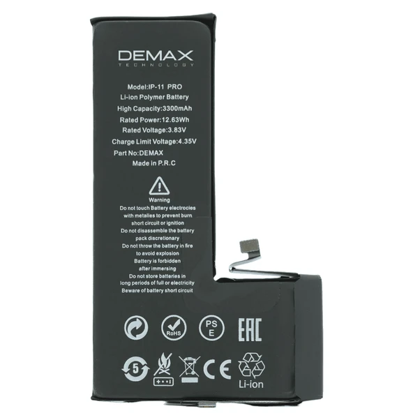 Demax İphone 11 Pro Güçlendirilmiş Yüksek Kapasiteli Batarya 3300 mAh ürün görseli 1