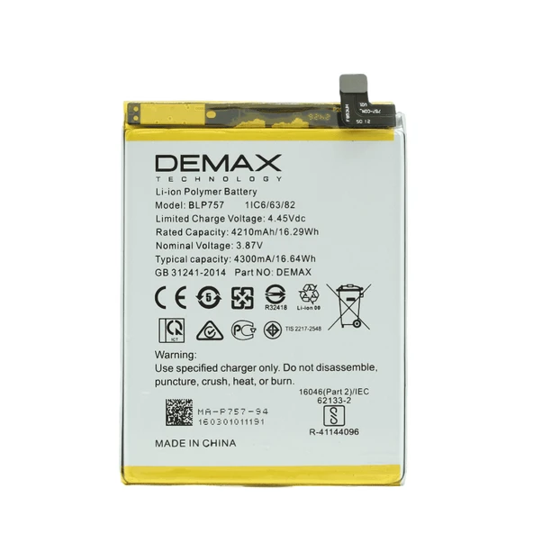 Demax Oppo Realme 6i Güçlendirilmiş Batarya BLP757 ürün görseli 1