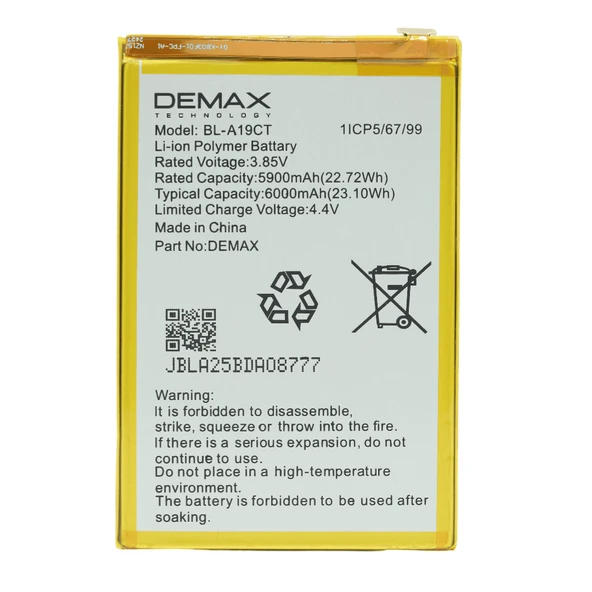 Demax General Mobile GM22 Plus Güçlendirilmiş Batarya BL-A19CT ürün görseli 1