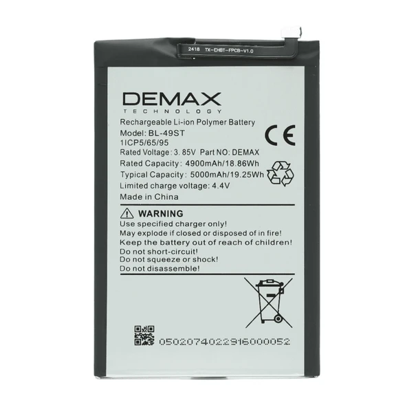 Demax Tecno Spark 10 Pro Güçlendirilmiş Batarya BL-49ST ürün görseli 1