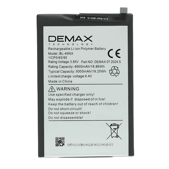 Demax Infinix Hot 40i Güçlendirilmiş Batarya BL-49NX ürün görseli 1