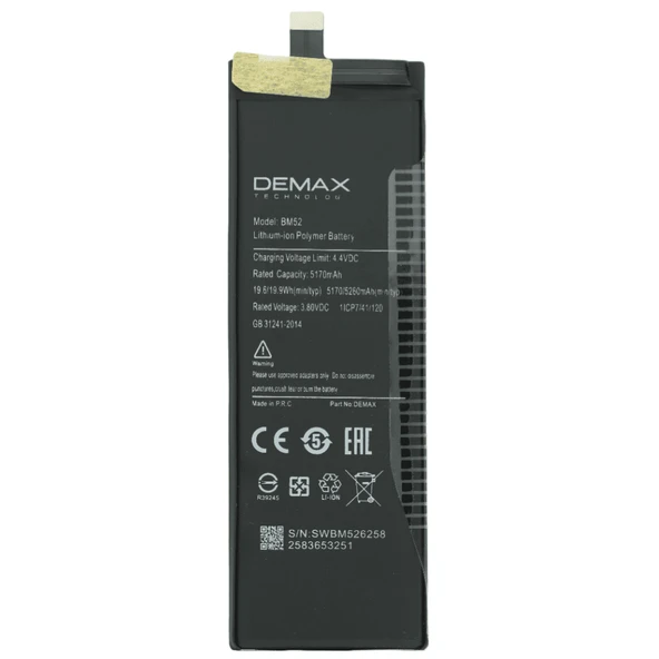 Demax Xiaomi Mi 10T Lite Güçlendirilmiş Batarya BM52 ürün görseli 1