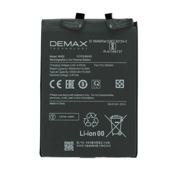 Demax Xiaomi Redmi Note 11 Pro Plus Güçlendirilmiş Batarya BN5E ürün görseli 1