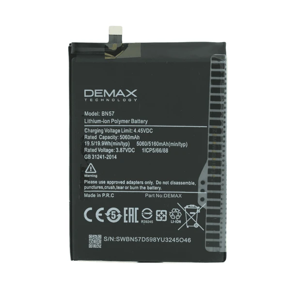 Demax Xiaomi Poco X3 Güçlendirilmiş Batarya BN57 ürün görseli 1