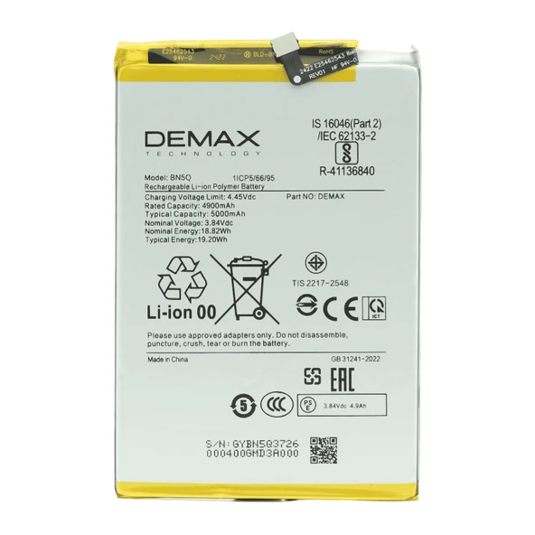 Demax Xiaomi Redmi 13 C Güçlendirilmiş Batarya BN5Q ürün görseli 1