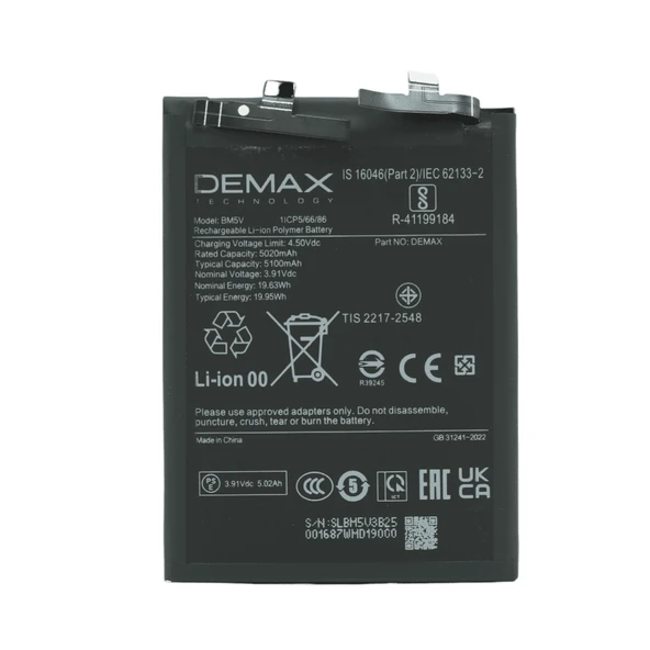 Demax Xiaomi Redmi Note 13 Pro Güçlendirilmiş Batarya BM5V ürün görseli 1