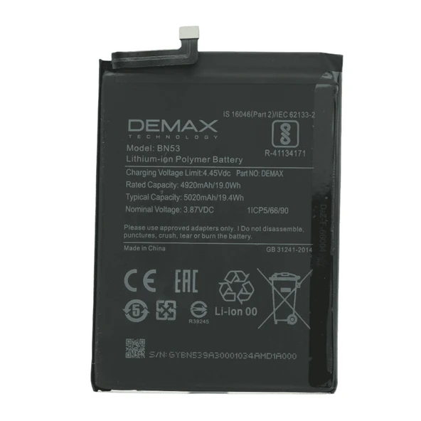 Demax Xiaomi Redmi Note 10 Pro Güçlendirilmiş Batarya BN53 ürün görseli 1