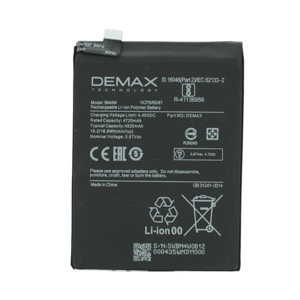 Demax Xiaomi Mi Note 10 Lite Güçlendirilmiş Batarya BM4W ürün görseli 1