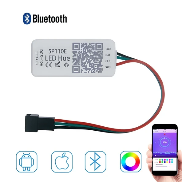 El kumandası SP110E RGB uzaktan kumanda LED ışık Bluetooth Remote controller kontrol 5metre DC 5-24V ürün görseli 1