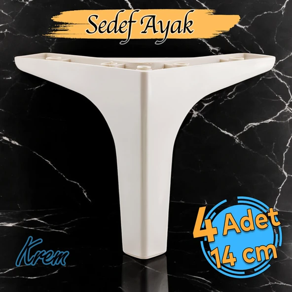 Sedef Lüks Mobilya Kanepe Sehpa Tv Ünitesi Koltuk Ayağı 14 Cm Krem Baza Ayakları 4 ADET ürün görseli 1