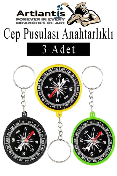 Pusula Anahtarlık Renkli 3 Adet Küçük Pusula Okul Deney Gezi Cep Pusulası Manyetik Pusula Plastik Öğrenci ürün görseli 1