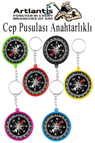 Pusula Anahtarlık Renkli 6 Adet Küçük Pusula Okul Deney Gezi Cep Pusulası Manyetik Pusula Plastik Öğrenci ürün görseli 1
