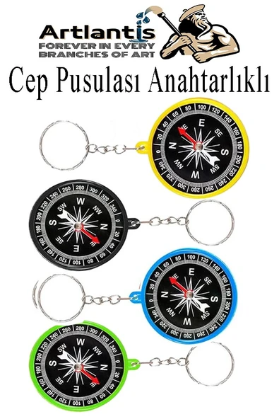 Pusula Anahtarlık Renkli 4 Adet Küçük Pusula Okul Deney Gezi Cep Pusulası Manyetik Pusula Plastik Öğrenci ürün görseli 1