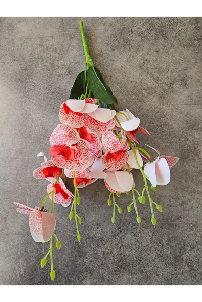 YASİMA 45 cm Yapay Islak KIRMIZI Orkide Dekorasyon Beyaz Orkide Demet ürün görseli 1