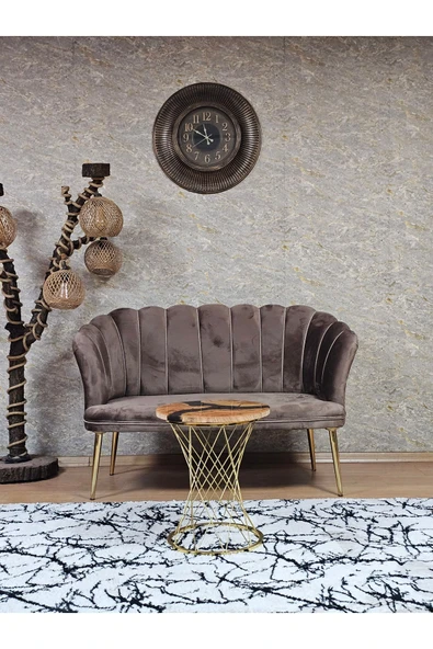 İkili Gold Kaplama Sivriltme Ayak Kahverengi Döşeme Papatya Çay Seti Koltuk Takımı , Balkon, Salon, Ofis, Cafe Koltuk Takımı ürün görseli 1